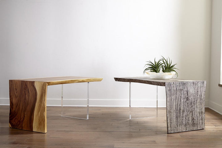 Waterfall Desk Gray Stone, Acrylic Leg Desks Phillips Collection