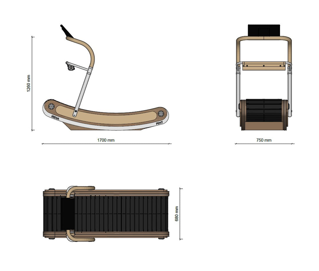 Irena Luxury Manual Treadmill Treadmill PENT Fitness