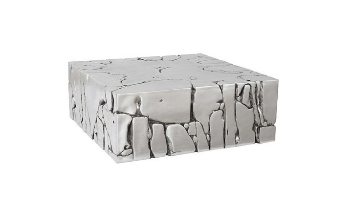 Chunk Square Coffee Table, Silver Leaf Coffee Tables Phillips Collection