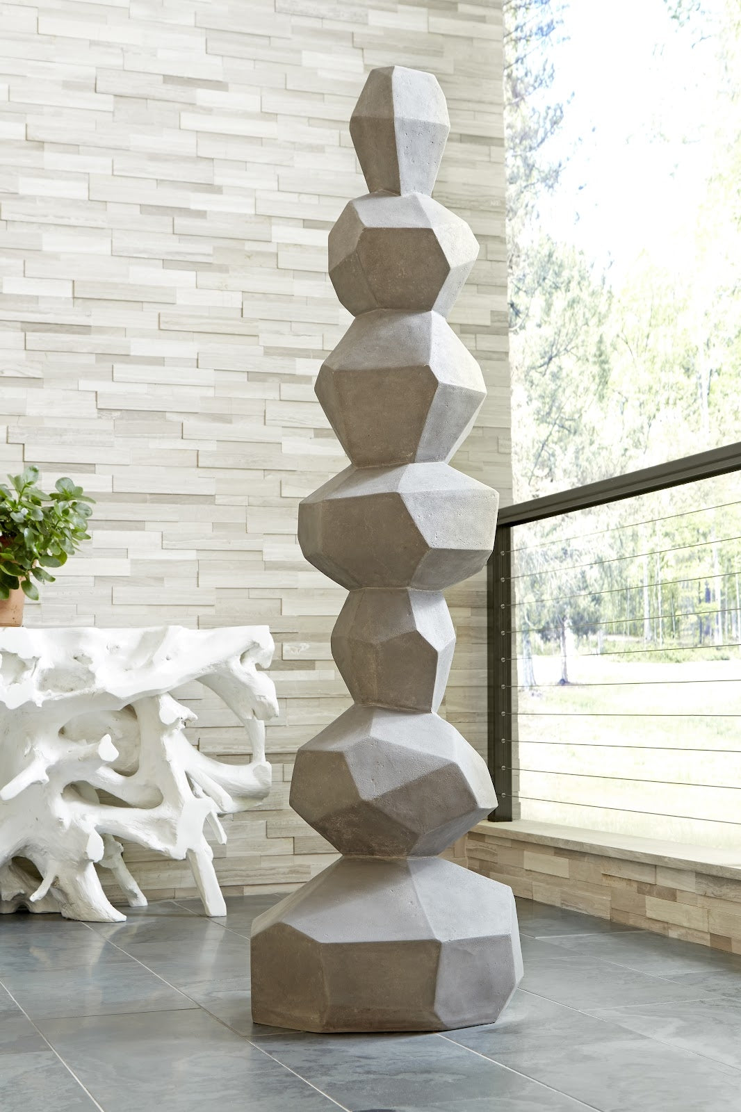 Faceted Rock Column Sculpture Gray Sculptures & Statues Phillips Collection