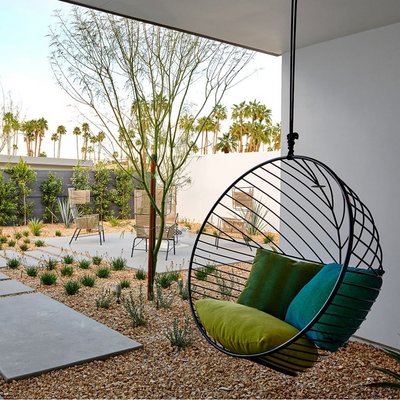 Bubble Outdoor Chair with Grey Cushions Hanging Chairs Studio Stirling