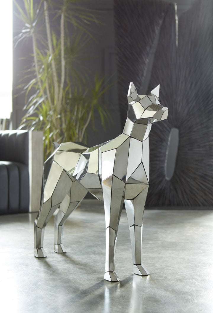 Crazy Cut Dog Stainless Steel, Silver Sculptures & Statues Phillips Collection