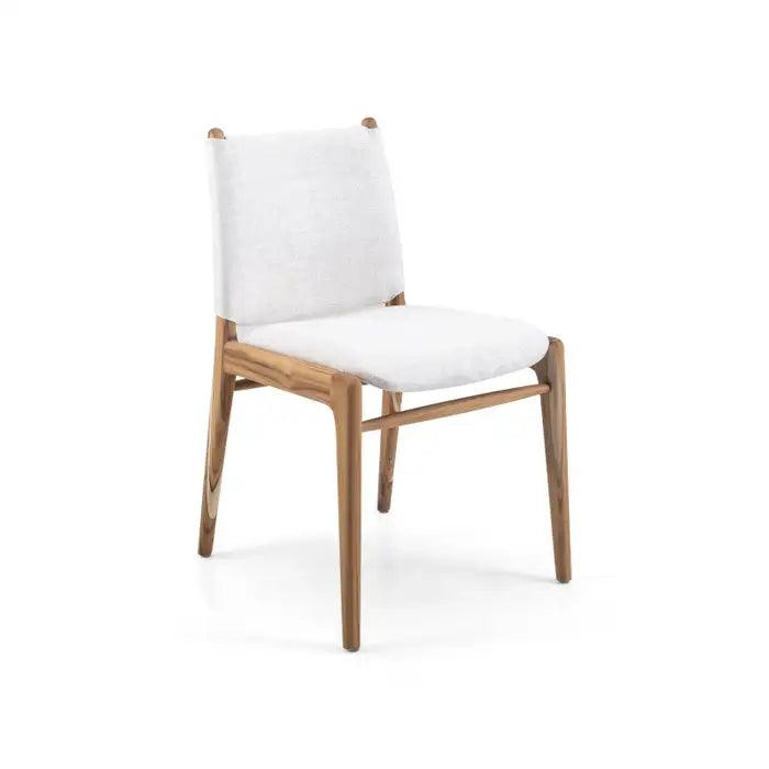 Cappio Dining Chair In Teak Wood  and Light Fabric  By Uultis Dining Chairs Uultis Design