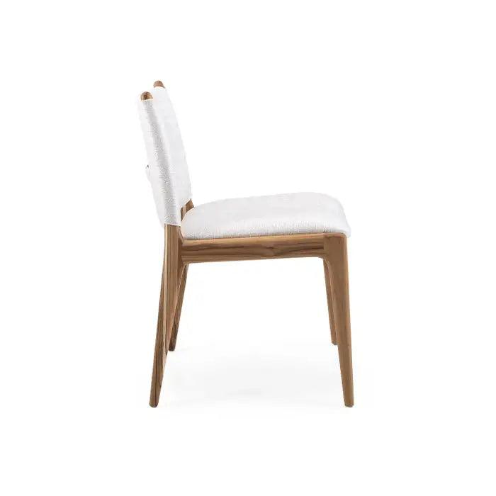 Cappio Dining Chair In Teak Wood  and Light Fabric  By Uultis Dining Chairs Uultis Design