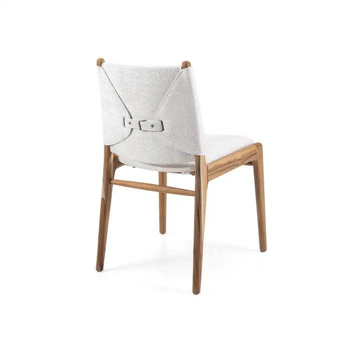 Cappio Dining Chair In Teak Wood  and Light Fabric  By Uultis Dining Chairs Uultis Design