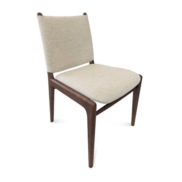 Cappio Dining Chair in Walnut with Beige Fabric Dining Chairs Uultis Design