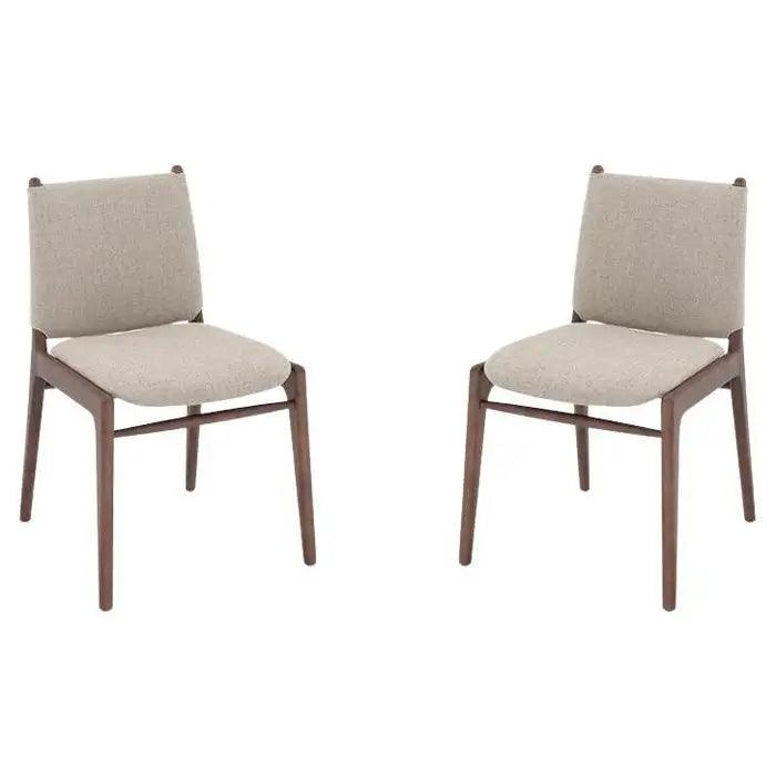 Cappio Dining Chair in Walnut with Beige Fabric Dining Chairs Uultis Design