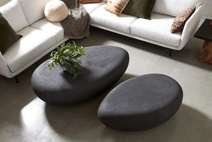 River Stone Coffee Table Small, Charcoal Stone Coffee Tables Phillips Collection