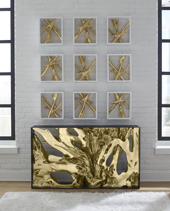 Cast Root Metal Framed Console , Gold Leaf, Small Consoles Phillips Collection