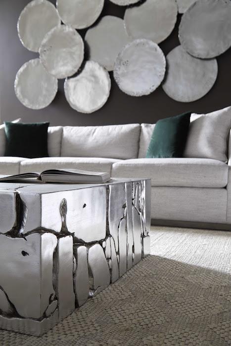 Chunk Square Coffee Table, Silver Leaf Coffee Tables Phillips Collection