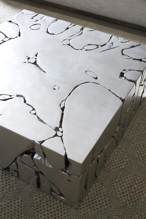 Chunk Square Coffee Table, Silver Leaf Coffee Tables Phillips Collection