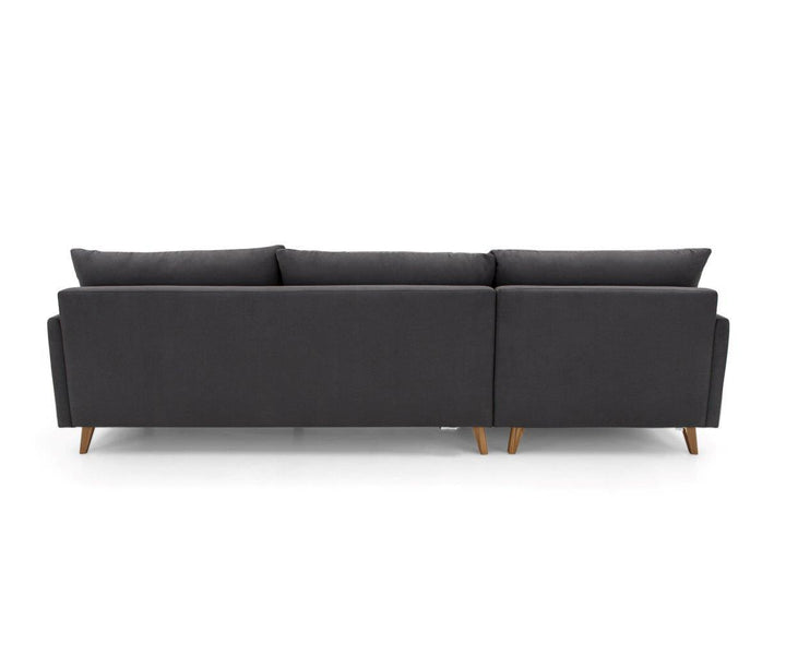 HIGH Chaise Sofa in Teak with Gray fabric by Uultis Sectionals Uultis Design