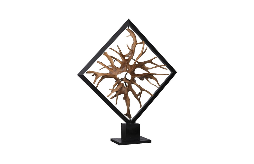 Revolving Diamond Teak Wood Sculpture Sculptures & Statues Phillips Collection