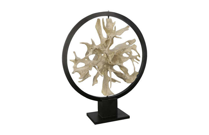 Revolving Circle Teak Wood Sculpture Bleached Sculptures & Statues Phillips Collection