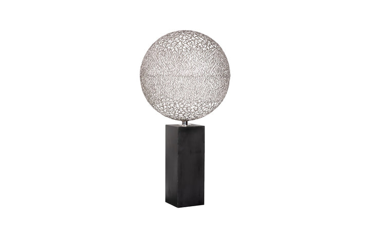 Ball Sculpture on Wood Pedestal Stainless Steel Sculptures & Statues Phillips Collection