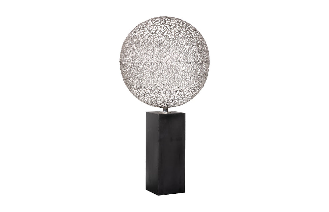 Ball Sculpture on Wood Pedestal Stainless Steel Sculptures & Statues Phillips Collection