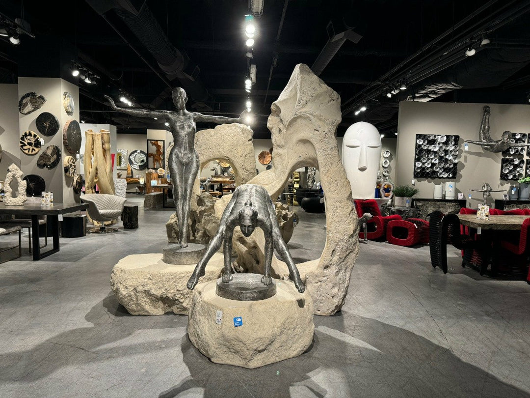 Colossal Cast Stone Sculpture Single Hole, Charcoal Stone Sculptures & Statues Phillips Collection