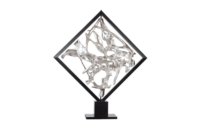 Cast Revolving Diamond Sculpture in Silver Leaf Sculptures & Statues Phillips Collection