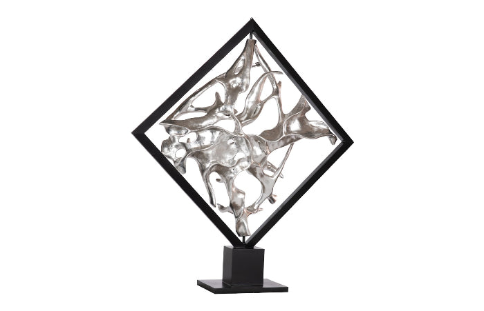 Cast Revolving Diamond Sculpture in Silver Leaf Sculptures & Statues Phillips Collection