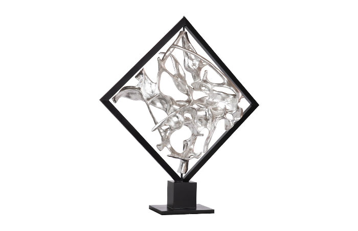 Cast Revolving Diamond Sculpture in Silver Leaf Sculptures & Statues Phillips Collection