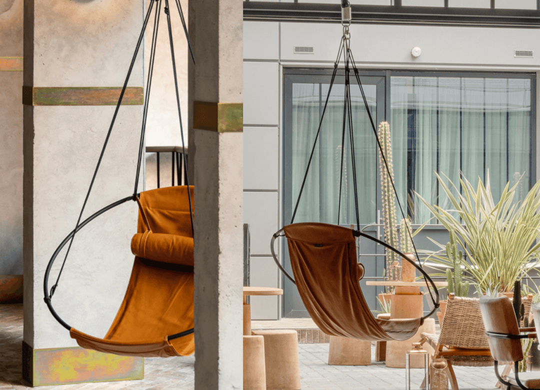 SLING Chair in Bronze Leather Hanging Chairs Studio Stirling