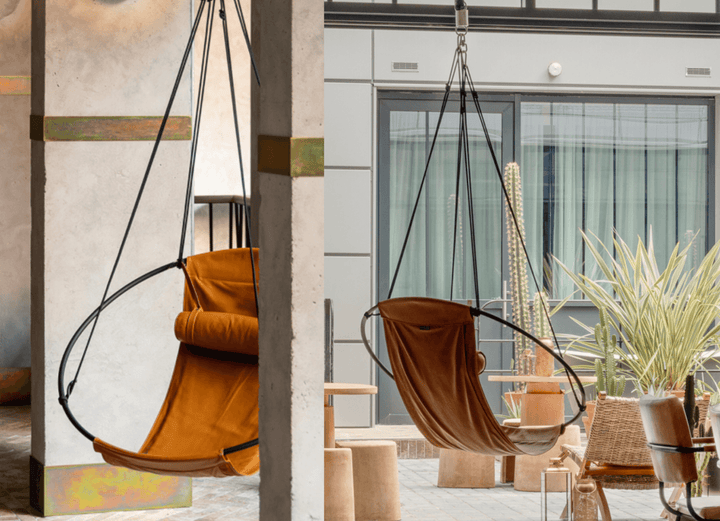 SLING Chair in Bronze Leather Hanging Chairs Studio Stirling