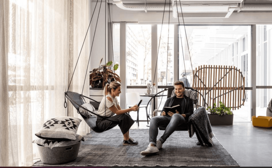 SLING Chair in White Leather Hanging Chairs Studio Stirling