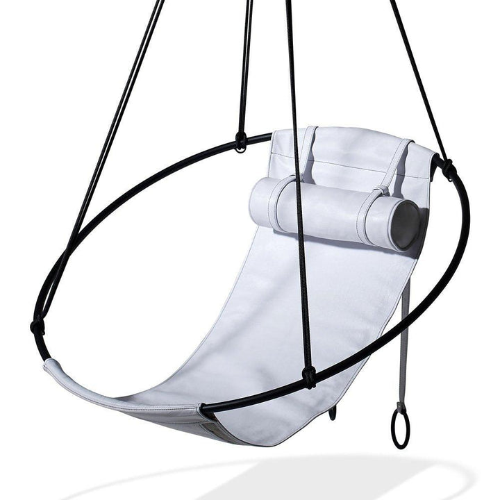 SLING Chair in White Leather Hanging Chairs Studio Stirling