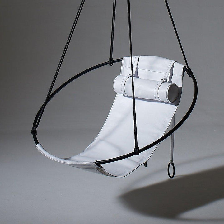 SLING Chair in White Leather Hanging Chairs Studio Stirling