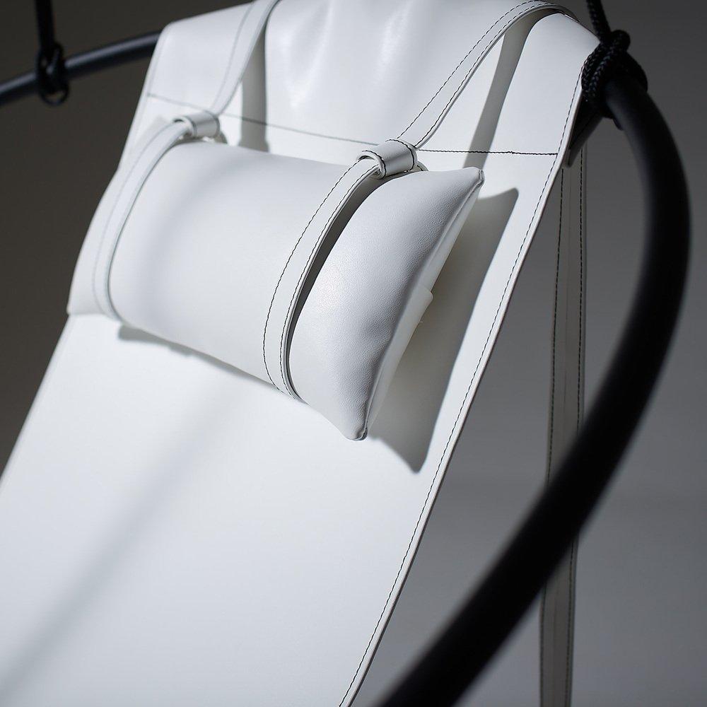 SLING Chair in White Leather Hanging Chairs Studio Stirling