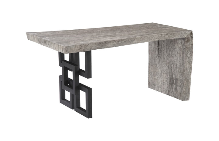 Waterfall Desk Gray Stone, Satin Black Overlap Leg Desks Phillips Collection