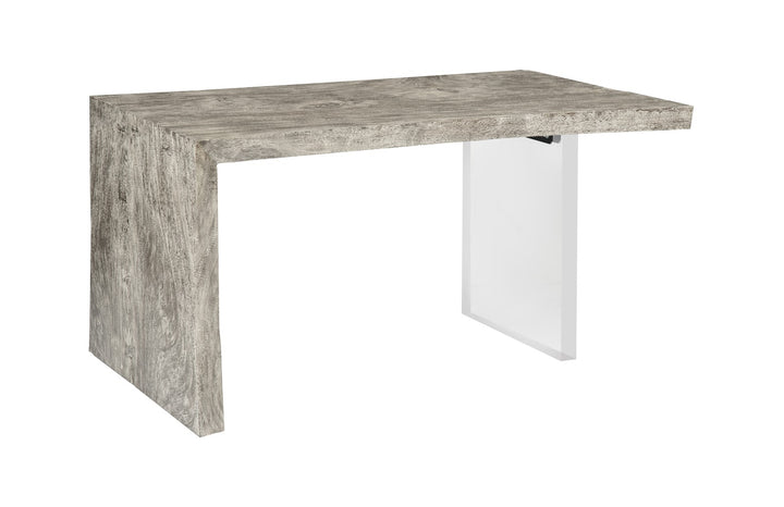 Waterfall Desk Gray Stone, Acrylic Leg Desks Phillips Collection