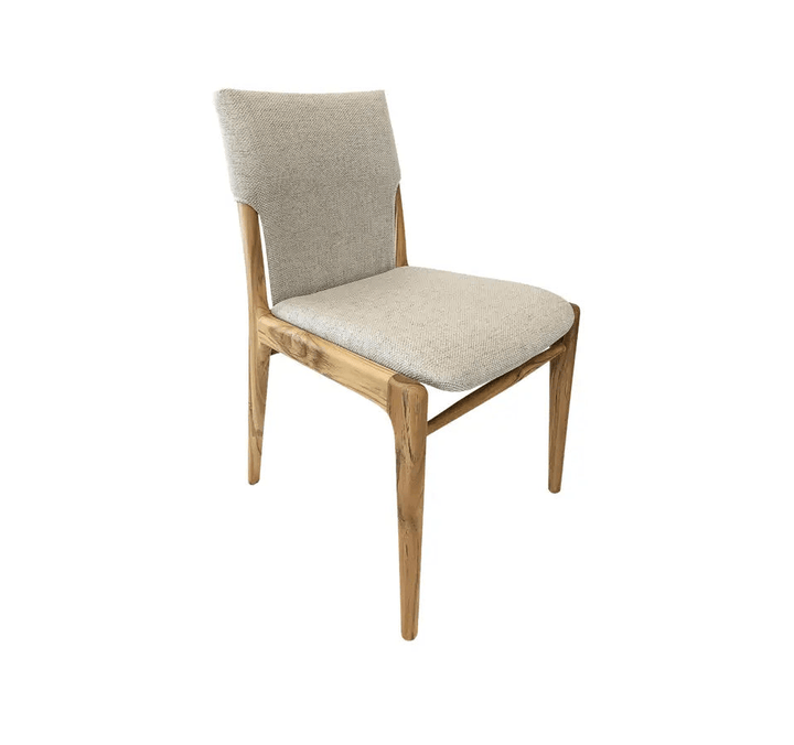 Tress Dining Chair in Linen Fabric  and Teak Wood Finish, Dining Chairs Uultis Design