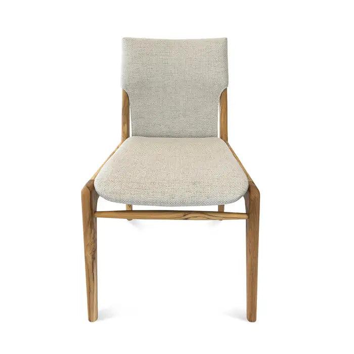 Tress Dining Chair in Linen Fabric  and Teak Wood Finish, Dining Chairs Uultis Design