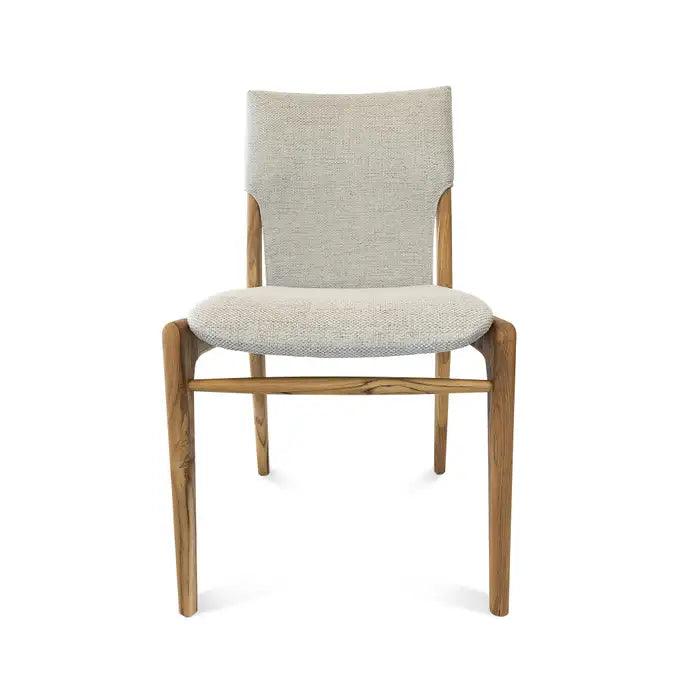 Tress Dining Chair in Linen Fabric  and Teak Wood Finish, Dining Chairs Uultis Design