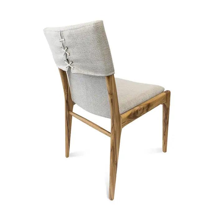 Tress Dining Chair in Linen Fabric  and Teak Wood Finish, Dining Chairs Uultis Design