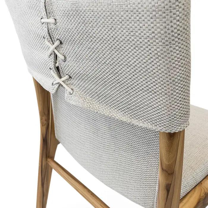 Tress Dining Chair in Linen Fabric  and Teak Wood Finish, Dining Chairs Uultis Design