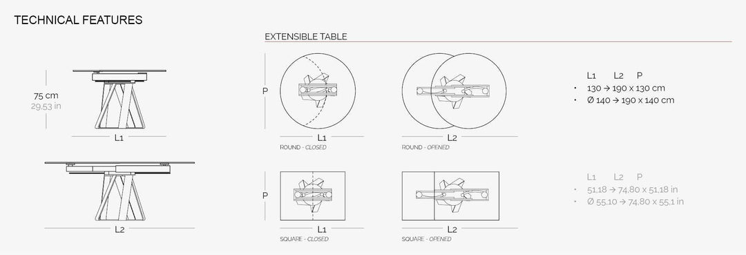 Turning Extensible Dining Table Extension Dining Tables NAOS