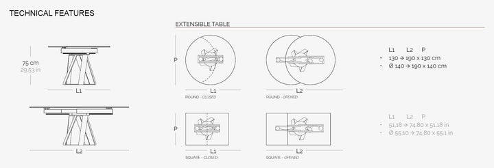 Turning Extensible Dining Table Extension Dining Tables NAOS