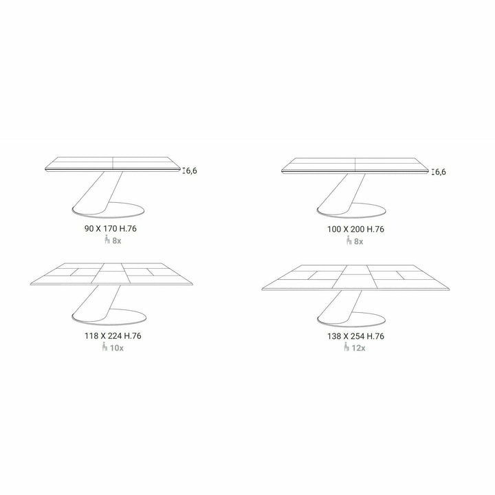 4x4 Expandable Table By Ozzio Extension Dining Table Ozzio Italia