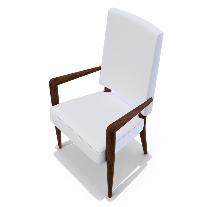 Athamas Walnut Wood White Dining Chair Dining Chairs Arditi Collection