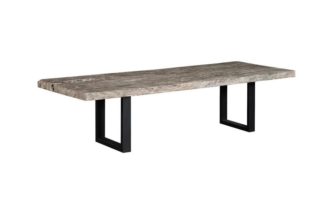 Origins Dining Table Straight Edge, Gray Stone, Satin Black Legs TH108210 Natural Slab Tables Phillips Collection